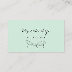 Modern minimalist ginkgo leaves mint business card