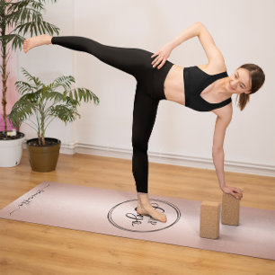 Modern Minimalist Girly Rose Gold Gradient Logo Yoga Mat