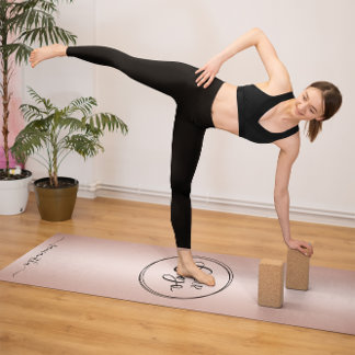 Modern Minimalist Girly Rose Gold Gradient Logo Yoga Mat
