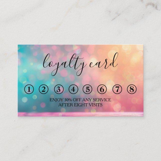 Modern Minimalist Glitter Bokeh Loyalty Card (Front)