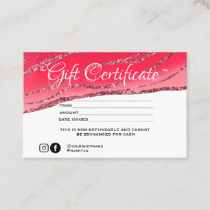 Modern minimalist glitter  Gift certificate
