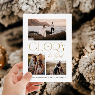Modern Minimalist Glory To God Christmas Photo Holiday Card