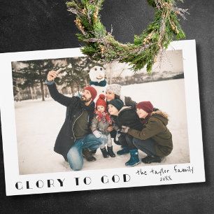 Modern Minimalist Glory to God Photo Holiday Card
