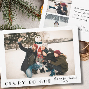 Modern Minimalist Glory to God Photo Holiday Card