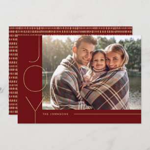 Modern Minimalist Gold and Black Joy Holiday Card