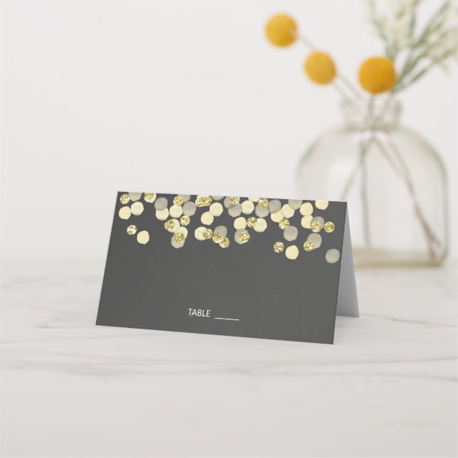 Modern Minimalist Gold And Black Wedding Place Card (Front)