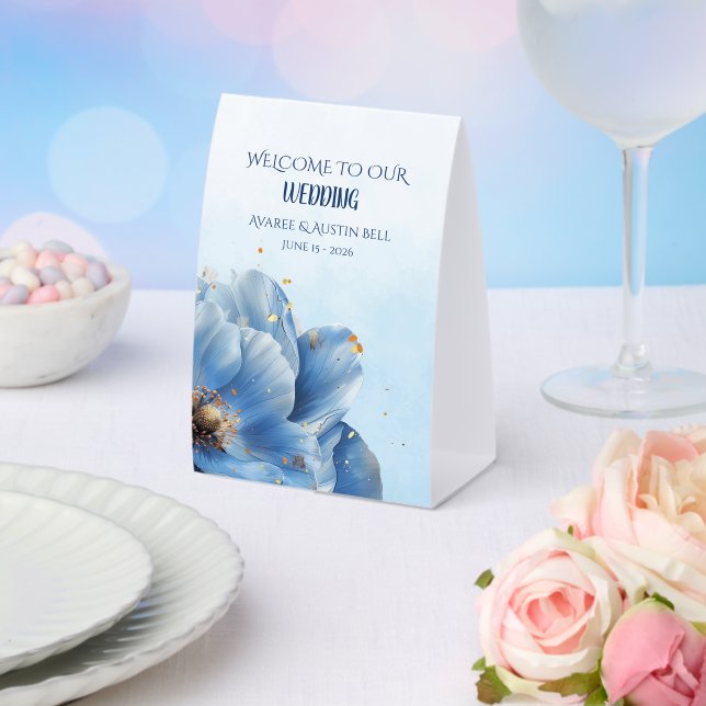 Modern Minimalist Gold and Blue Poppy  (Insitu(Wedding))