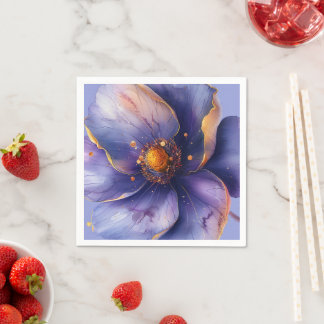 Modern Minimalist Gold and Purple Wedding  Napkin