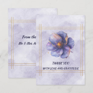 Modern Minimalist Gold and Purple Wedding  Thank You Card