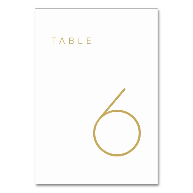 Modern Minimalist Gold and White Table Number (Front)