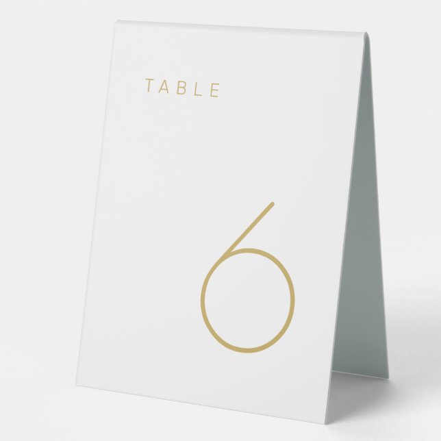 Modern Minimalist Gold and White Table Number (Front)
