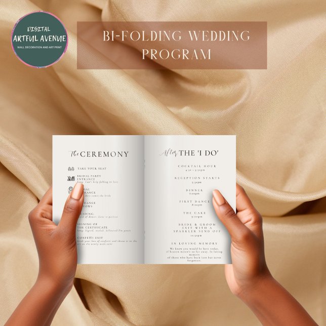 Modern Minimalist Gold Calligraphy Wedding Program (Creator Uploaded)
