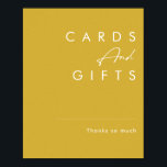 Modern Minimalist Gold Cards and Gifts Sign<br><div class="desc">This Modern Minimalist Gold cards and gifts sign is perfect for your classy boho wedding. Its simple, unique abstract design accompanied by a contemporary minimal script and gold colour palette gives this product a feel of elegant formal luxury while staying simplistic, chic bohemian. Keep it as is, or choose to...</div>