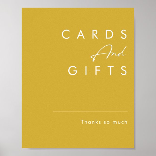 Modern Minimalist Gold Cards and Gifts Sign (Front)