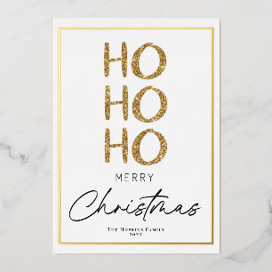 Modern Minimalist Gold Christmas Card Custom Name