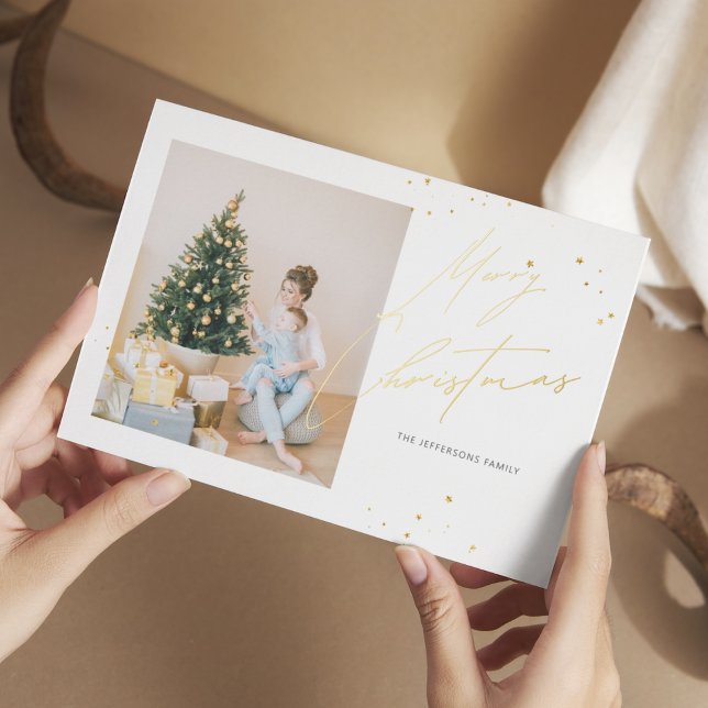 Modern Minimalist Gold Christmas Foil Holiday Card (Creator Uploaded)