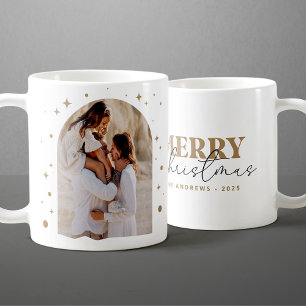 Modern Minimalist Gold Christmas Photo Arc Coffee Mug