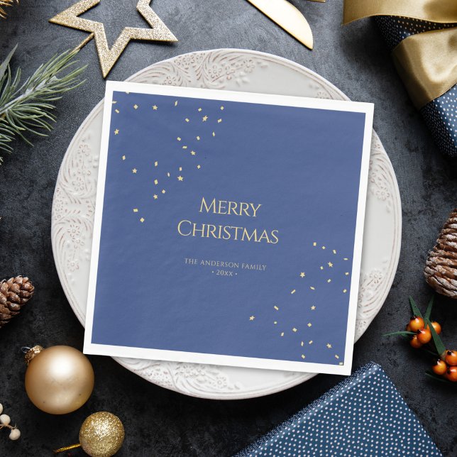 Modern Minimalist Gold Confetti Merry Christmas Napkin (Creator Uploaded)