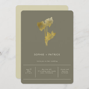 Modern Minimalist Gold Daffodil Spring Wedding Invitation