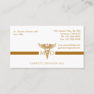Modern Minimalist Gold Doctor Physician Business Card