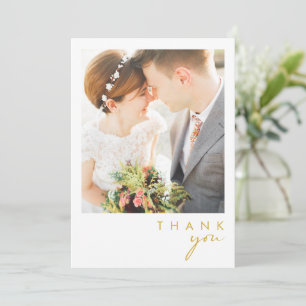Modern Minimalist Gold Flat Photo Thank You Card