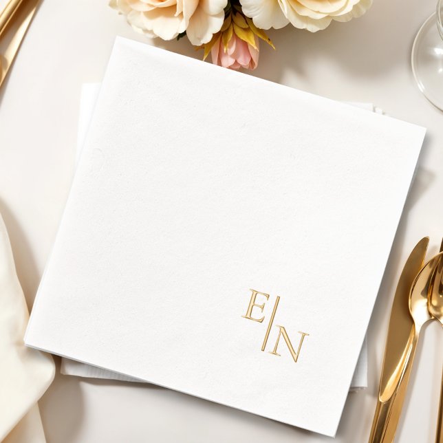Modern Minimalist Gold Foil Monogram Foil Napkins (Creator Uploaded)