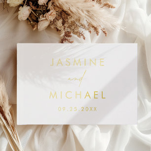 Modern Minimalist Gold Foil Photo Wedding Guest Book