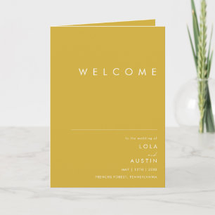 Modern Minimalist Gold Folded Wedding Program Programme