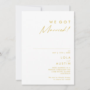 Modern Minimalist Gold Font Elopement Announcement