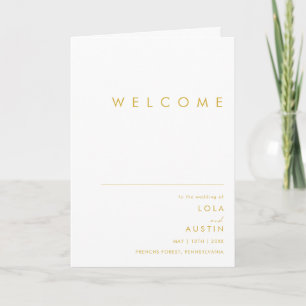 Modern Minimalist Gold Font Folded Wedding Program Programme