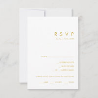 Modern Minimalist Gold Font Menu Choice RSVP Card
