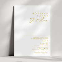 Modern Minimalist Gold Font Nothing Fancy Wedding
