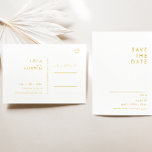 Modern Minimalist Gold Font Save The Date Postcard<br><div class="desc">This Modern Minimalist Gold Font save the date postcard is perfect for your classy boho wedding. Its simple, unique abstract design accompanied by a contemporary minimal script and gold colour palette gives this product a feel of elegant formal luxury while staying simplistic, chic bohemian. Keep it as is, or choose...</div>