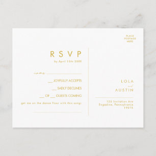 Modern Minimalist Gold Font Song Request RSVP Card