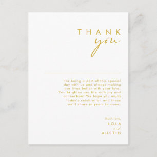 Modern Minimalist Gold Font Thank You Card