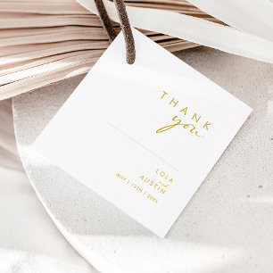 Modern Minimalist Gold Font Thank You Favour Tags
