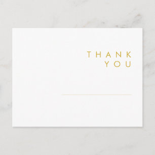 Modern Minimalist Gold Font Wedding Thank You Postcard