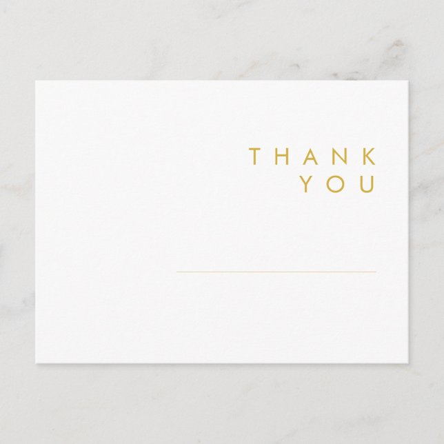 Modern Minimalist Gold Font Wedding Thank You Postcard (Front)