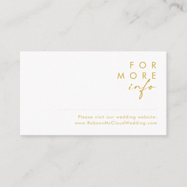 Modern Minimalist Gold Font Wedding Website Enclosure Card (Front)