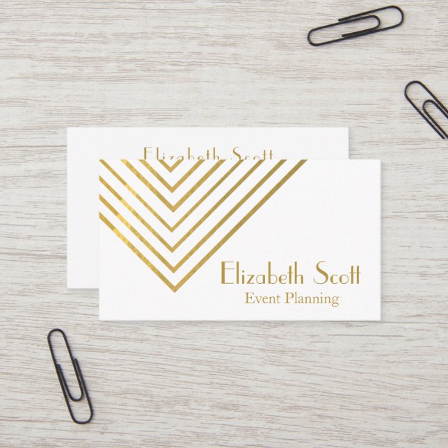 Modern Minimalist Gold Geometric Design Business Card (Front/Back In Situ)