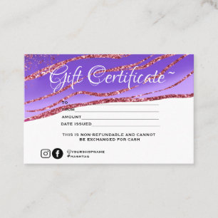 Modern minimalist Gold glitter  Gift certificate
