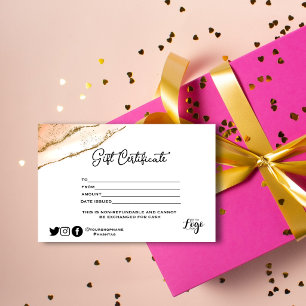 Modern minimalist Gold glitter  Gift certificate