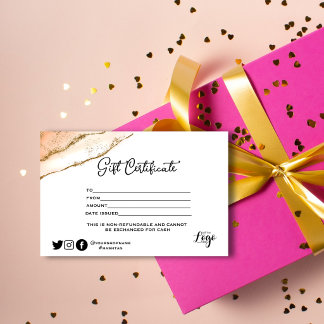 Modern minimalist Gold glitter  Gift certificate