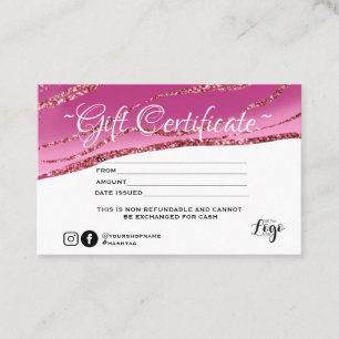 Modern minimalist Gold glitter  Gift certificate