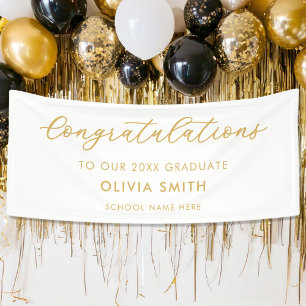Modern Minimalist Gold Graduation Banner