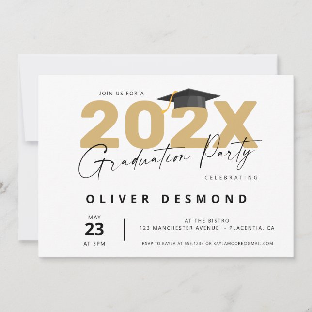 Modern Minimalist Gold Graduation Party Invitation (Front)