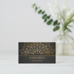Modern Minimalist Gold Lotus Yoga Instructor  Business Card