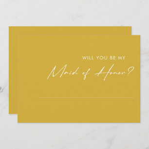 Modern Minimalist Gold Maid of Honour Proposal Car Invitation