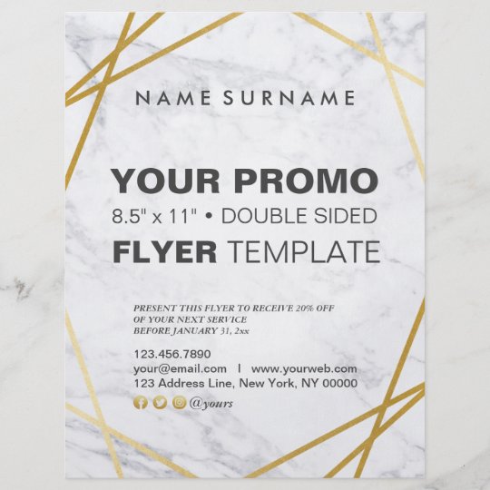 Modern Minimalist Gold Marble Geometric 8 5 X11 Flyer Zazzle Co Uk