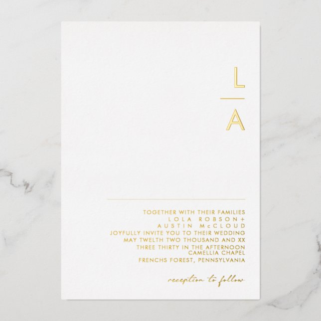 Modern Minimalist | Gold Monogram Wedding Real (Front)